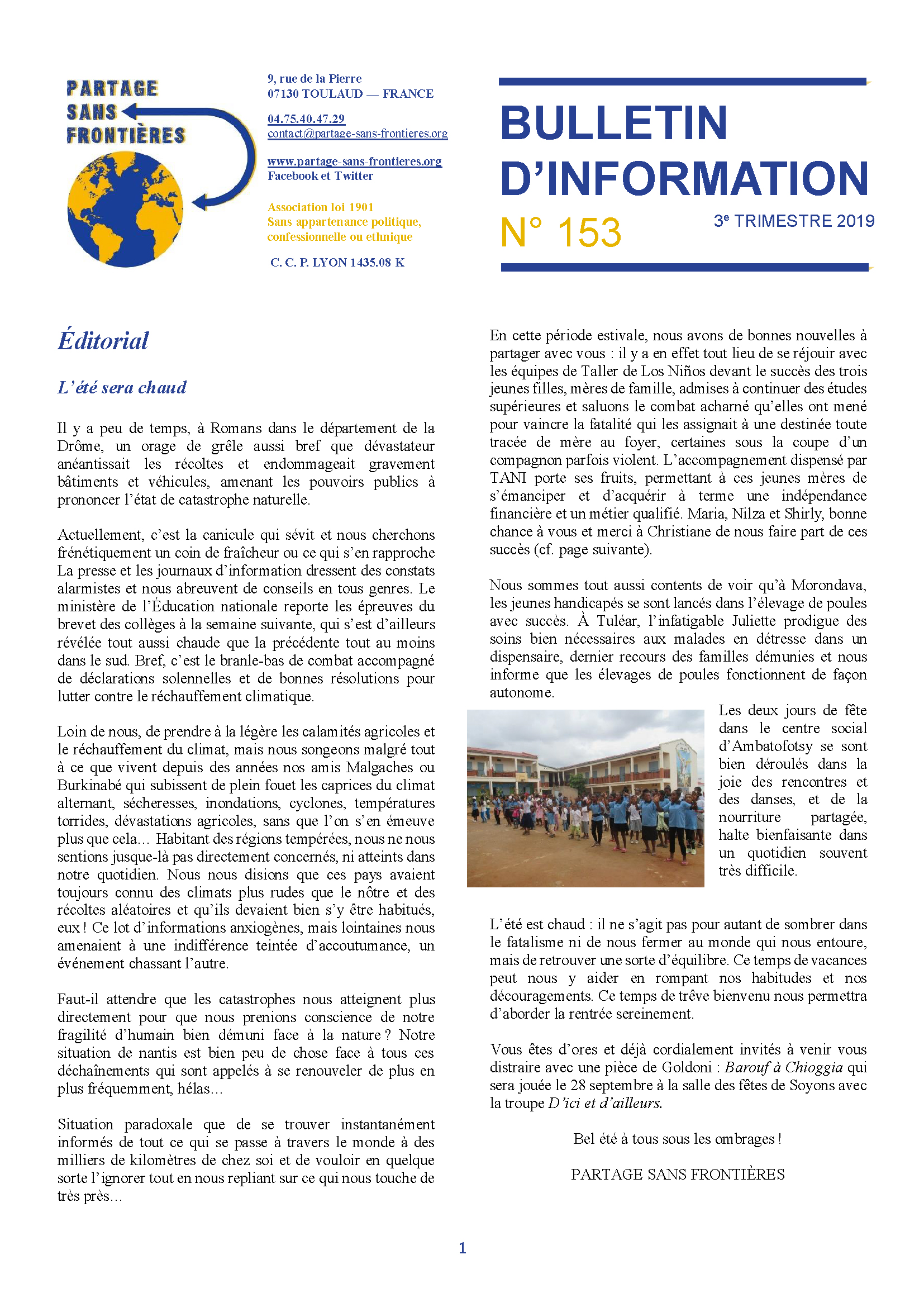 Le bulletin 153 du 3e trimestre 2019