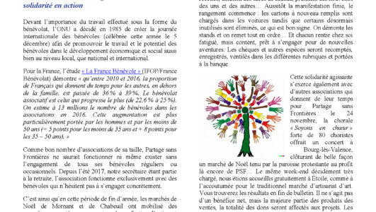 Dernier bulletin de l’année 2019 de Partage sans Frontières