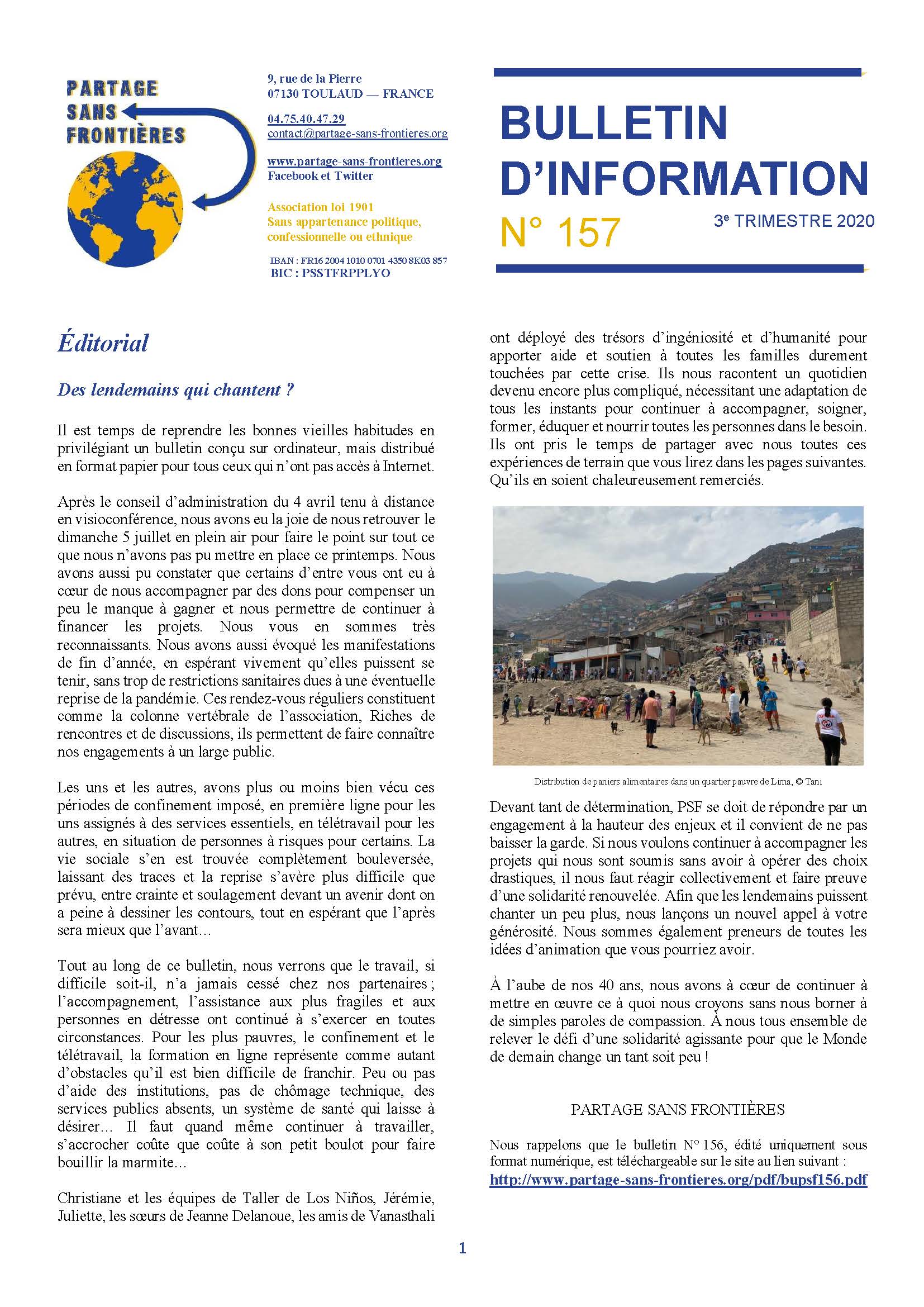 Bulletin 157 du 3e trimestre 2020