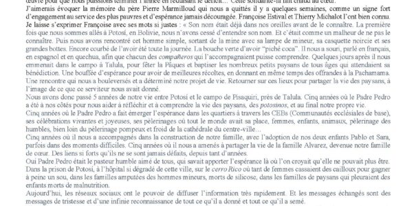 La lettre de fin d’année 2020 de Partage sans Frontières