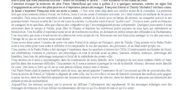 La lettre de fin d’année 2020 de Partage sans Frontières