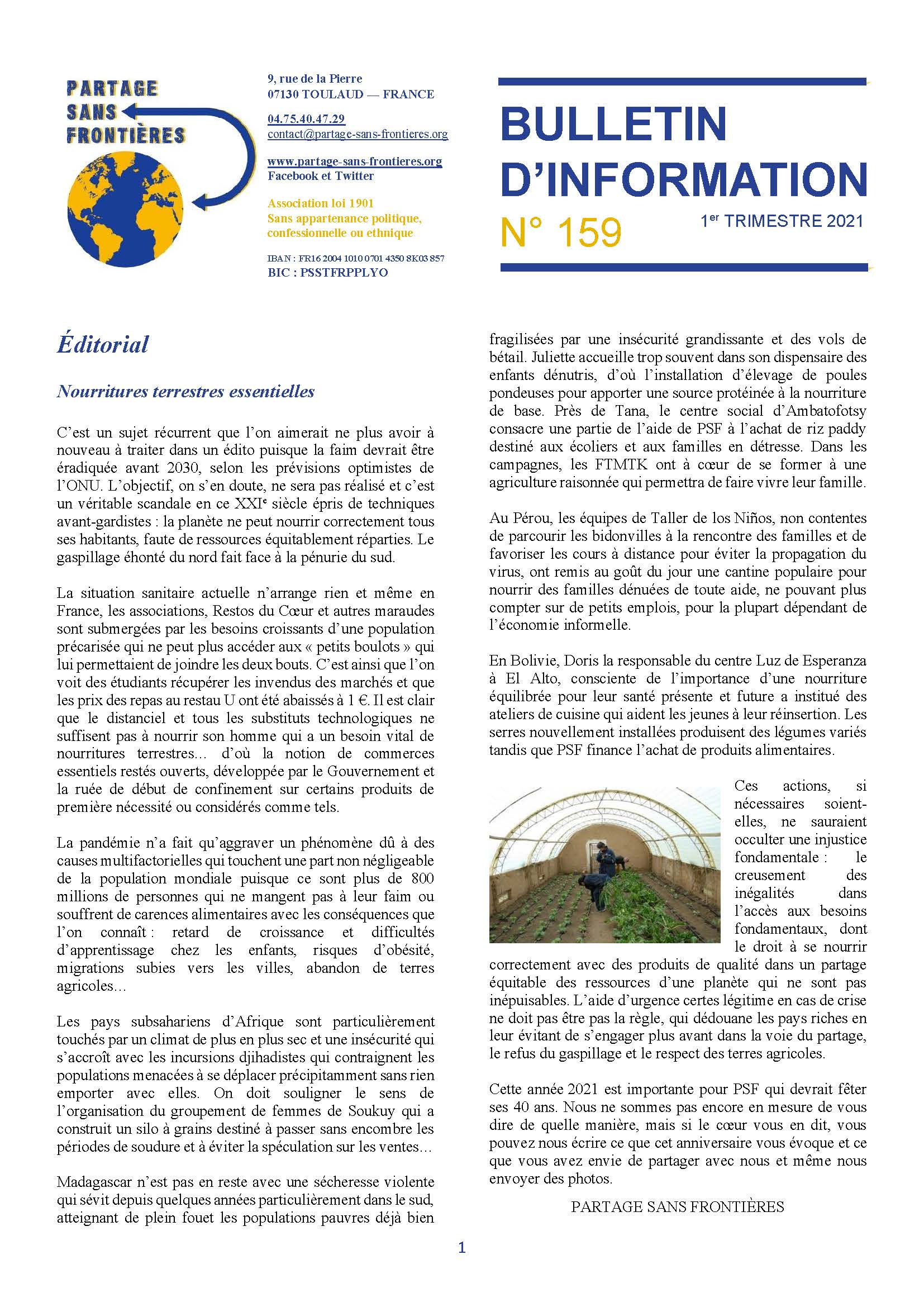 Bulletin 159, du 1er trimestre 2021