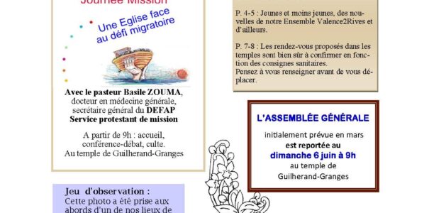 Un article sur le journal paroissial de l’église protestante unie de Guilherand-Granges