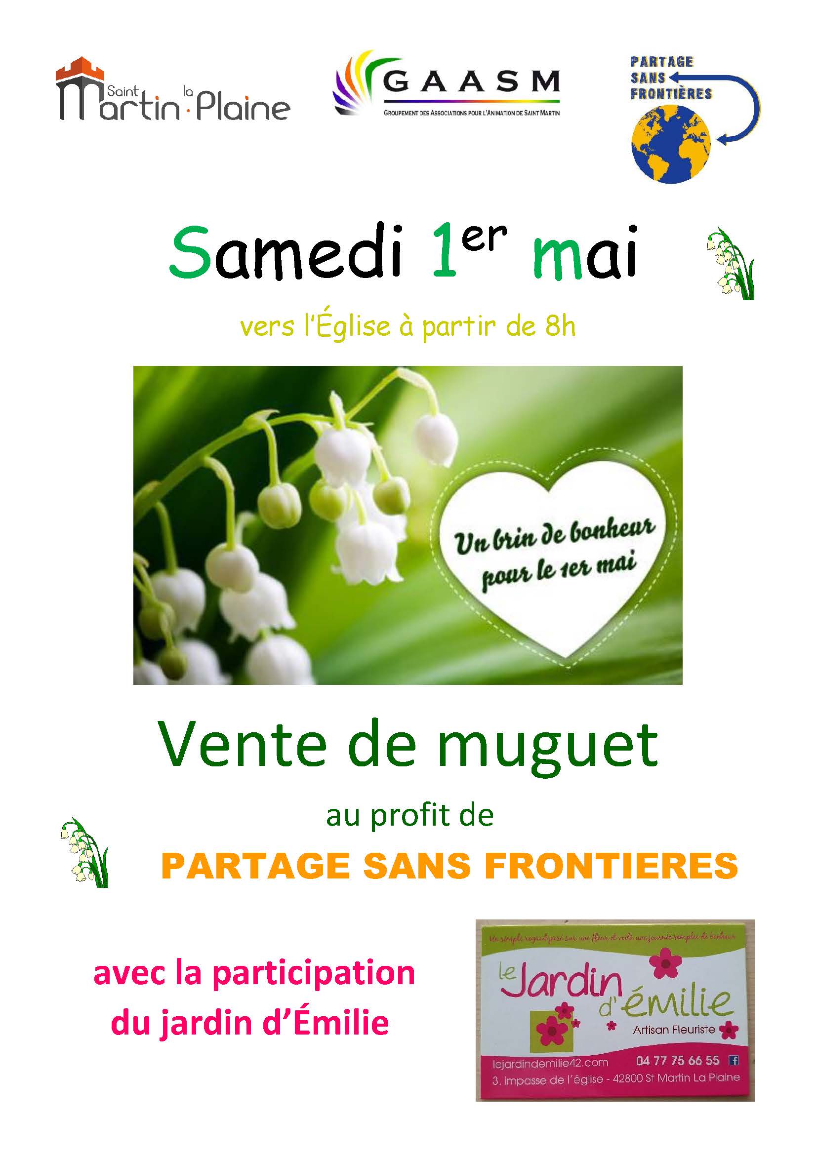 Vente de muguet au profit de Partage sans Frontières