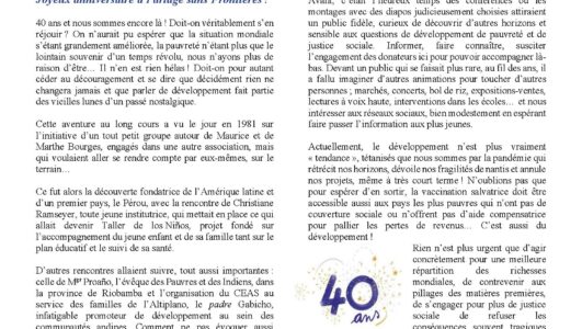 Bulletin 160 des 40 ans de Partage Sans Frontières