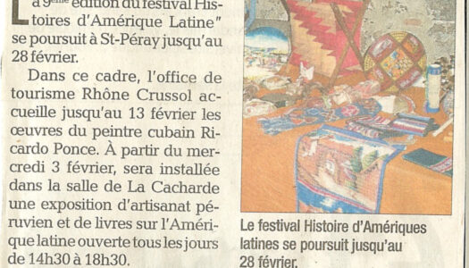 8 ème édition semaine « Histoires d’Amérique latine » de Saint-Péray en ardèche avec l’association Ayllu et Partage sans Frontières – la presse