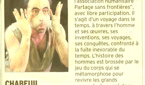 La presse Histoires d’Histoire avec Philippe Phénieux de la compagnie Zinzoline en 2010