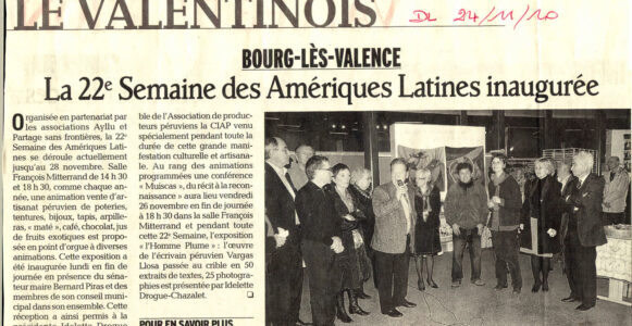 Semaine Amérique latine de Bourg-lès-Valence 2011 présentée par les associations Ayllu et Partage sans Frontières