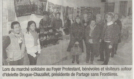 La presse lors du marché solidaire de Chabeuil en 2012