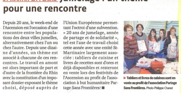 Article du Progrès de Lyon de mai 2012, annonçant les festivités des 20 ans de jumelage entre Igensdorf et Saint-Martin la Plaine