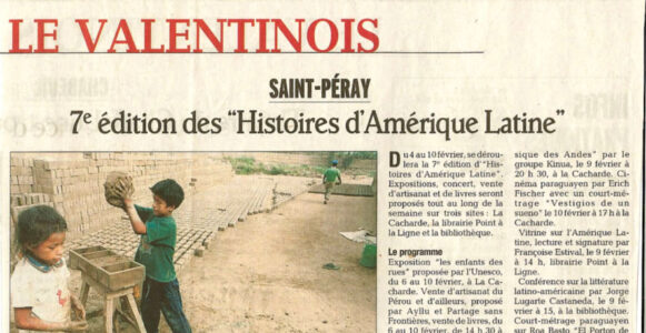 7 eme édition semaine « Histoires d’Amérique latine » de Saint-Péray en ardèche avec l’association Ayllu et Partage sans Frontières – la presse