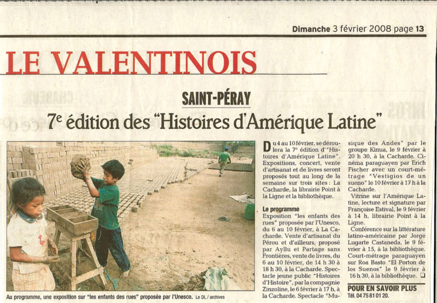 7 eme édition semaine « Histoires d’Amérique latine » de Saint-Péray en ardèche avec l’association Ayllu et Partage sans Frontières – la presse