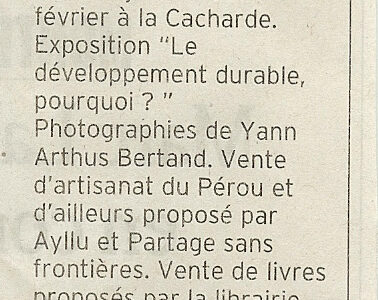 La presse parle des animations de l’association Ayllu et de Partage sans Frontières