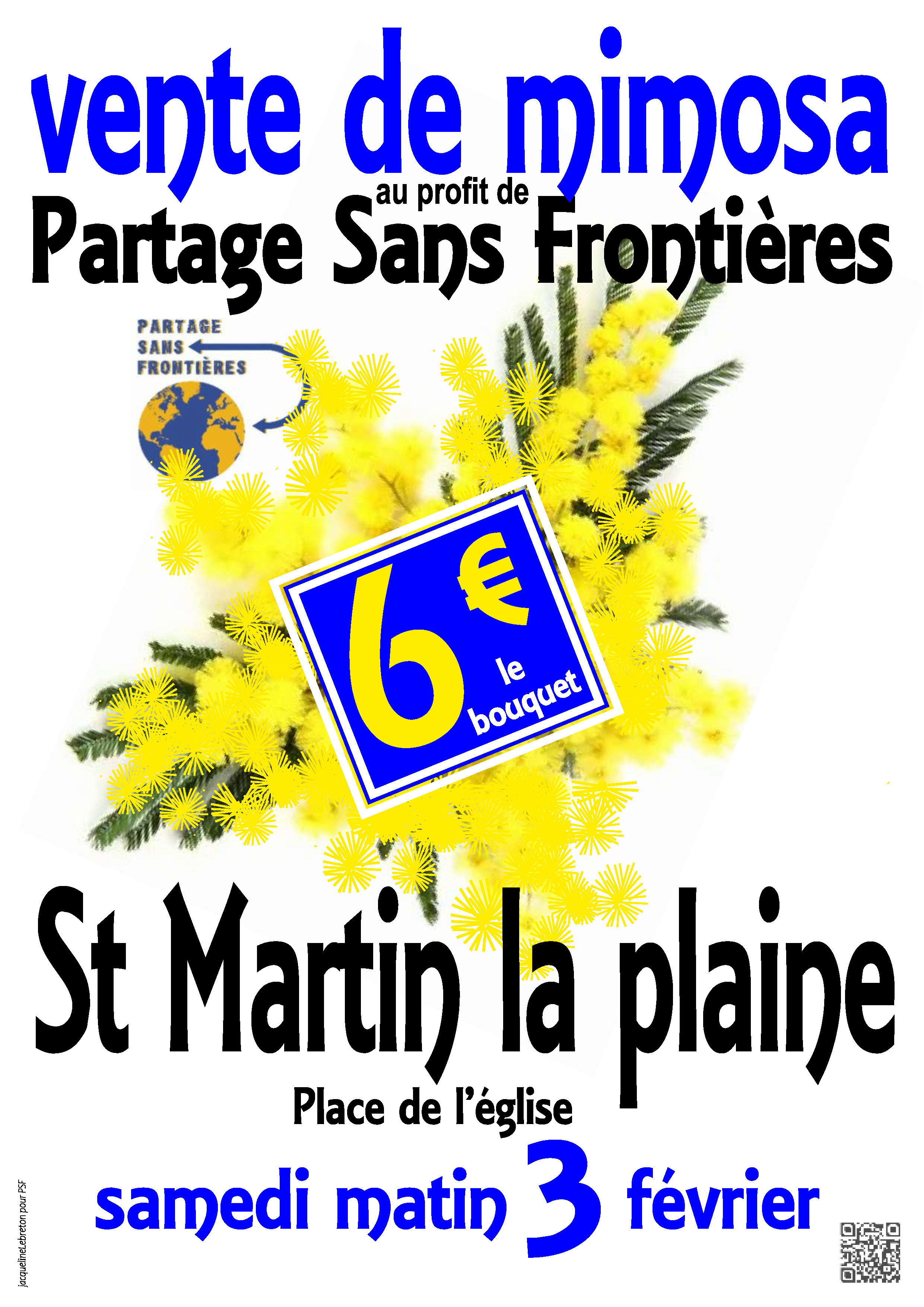 Vente de mimosa à Saint-Martin-la-Plaine, le 3 février 2024
