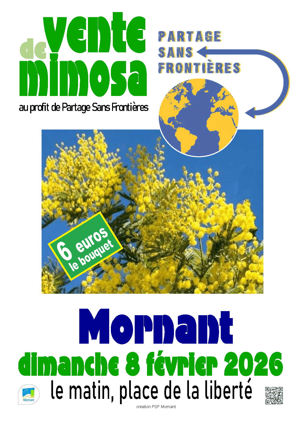 Vente de mimosa à Mornant le 8 février 2026