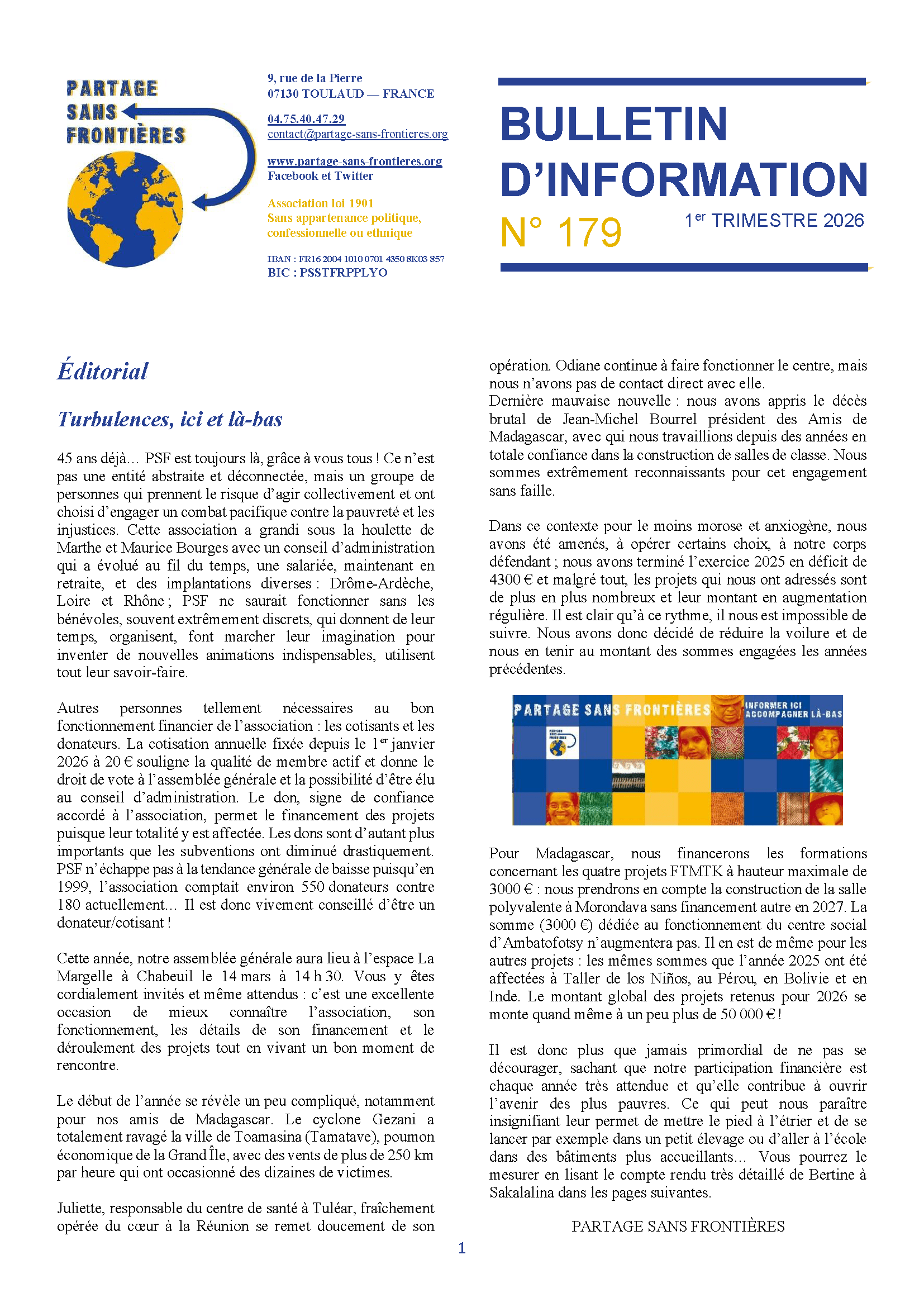 Le bulletin 179, du 1er trimestre 2026