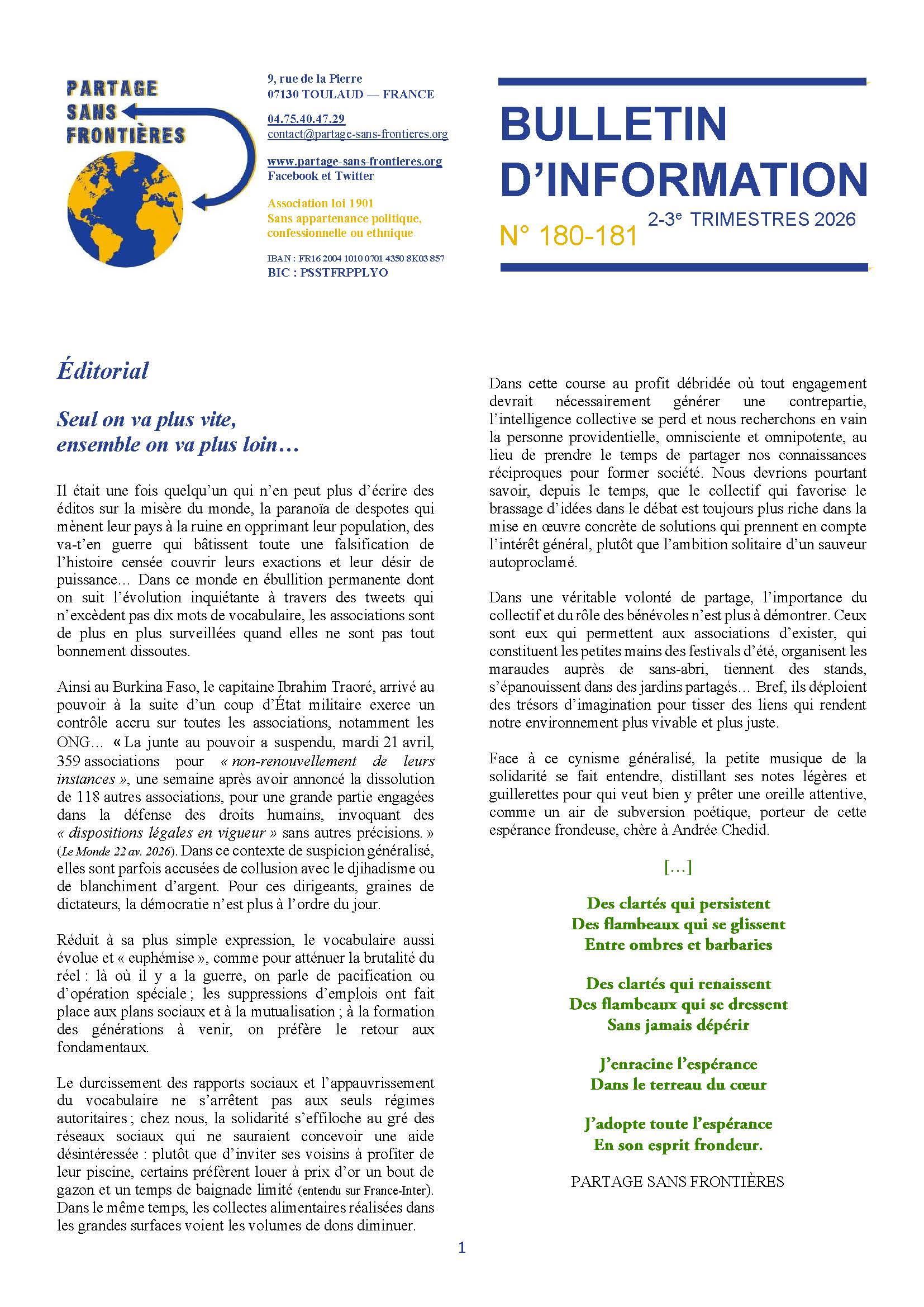 Bulletin 180-181 du deuxième trimestre 2026